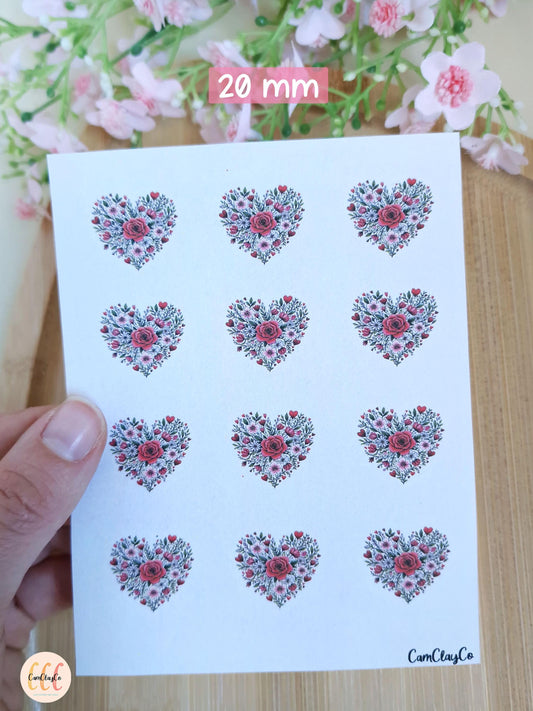 Feuille de transfert soluble à l'eau - Cœurs fleurs 06