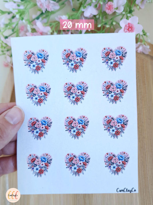 Feuille de transfert soluble à l'eau - Cœurs fleurs 02