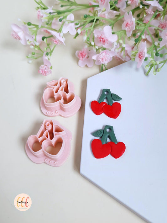 Emporte-pièces 3D en forme de cerises cœurs pour la fabrication de bijoux en argile polymère, créoles interchangeables, pampilles