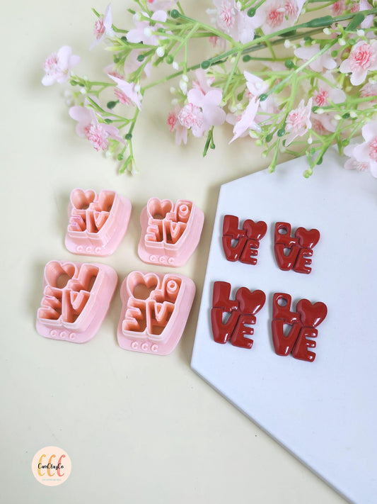 Emporte-pièces 3D LOVE pour la fabrication de bijoux en argile polymère, créoles interchangeables, pampilles