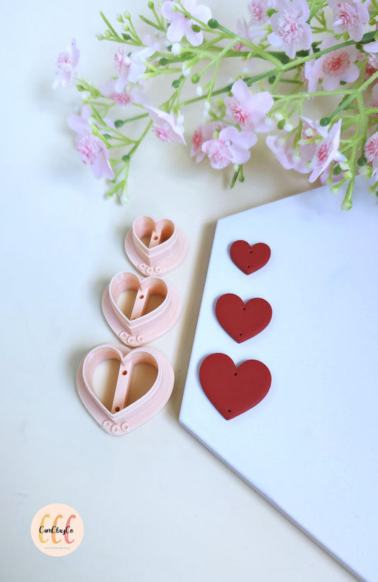 Emporte-pièces 3D en forme de cœurs avec guides de perçage pour la fabrication de bijoux en argile polymère