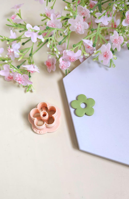 Emporte-pièces en forme de fleurs donuts 5 pétales 25mm pour la fabrication de bijoux en argile polymère, pampilles créoles interchangeables