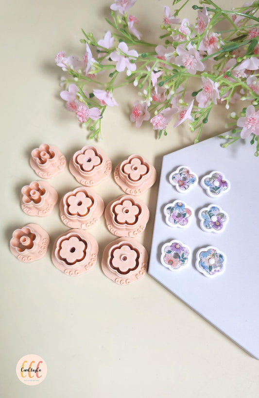 Emporte-pièces 3D fleurs donuts bases et intérieurs pour la fabrication de bijoux en argile polymère, créoles interchangeables, pampilles