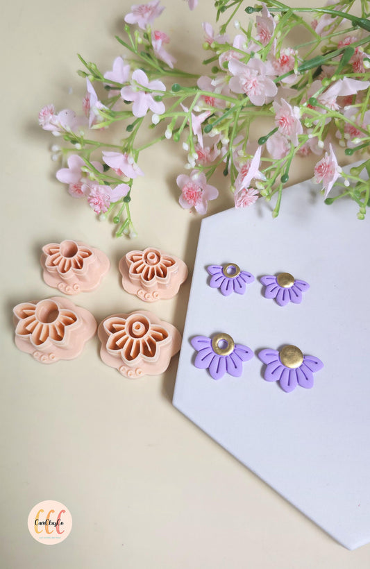 Emporte-pièces 3D en forme de demies-fleurs pour la fabrication de bijoux en argile polymère, créoles interchangeables, pampilles