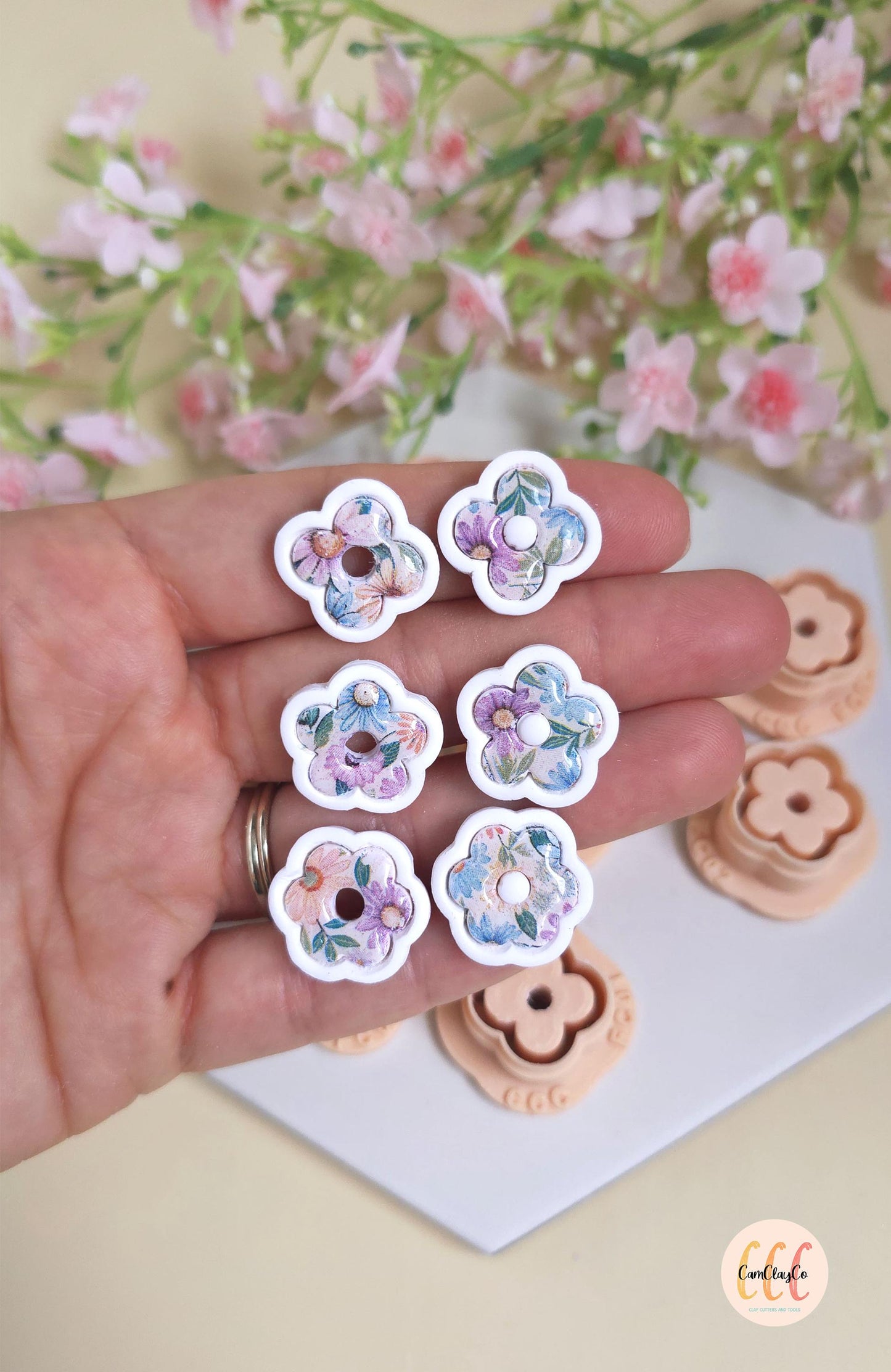 Emporte-pièces 3D fleurs donuts bases et intérieurs pour la fabrication de bijoux en argile polymère, créoles interchangeables, pampilles