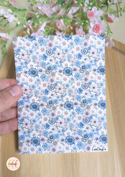 Feuille de transfert soluble à l'eau - Pastel flowers 02