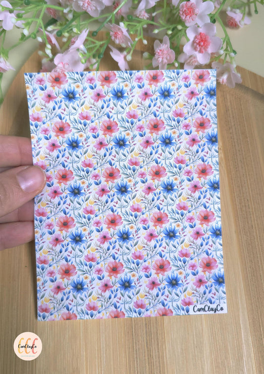 Feuille de transfert soluble à l'eau - Pastel flowers 04