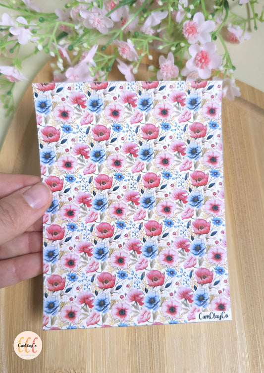 Feuille de transfert soluble à l'eau - Pastel flowers 08
