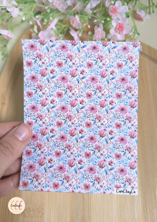 Feuille de transfert soluble à l'eau - Pastel flowers 015