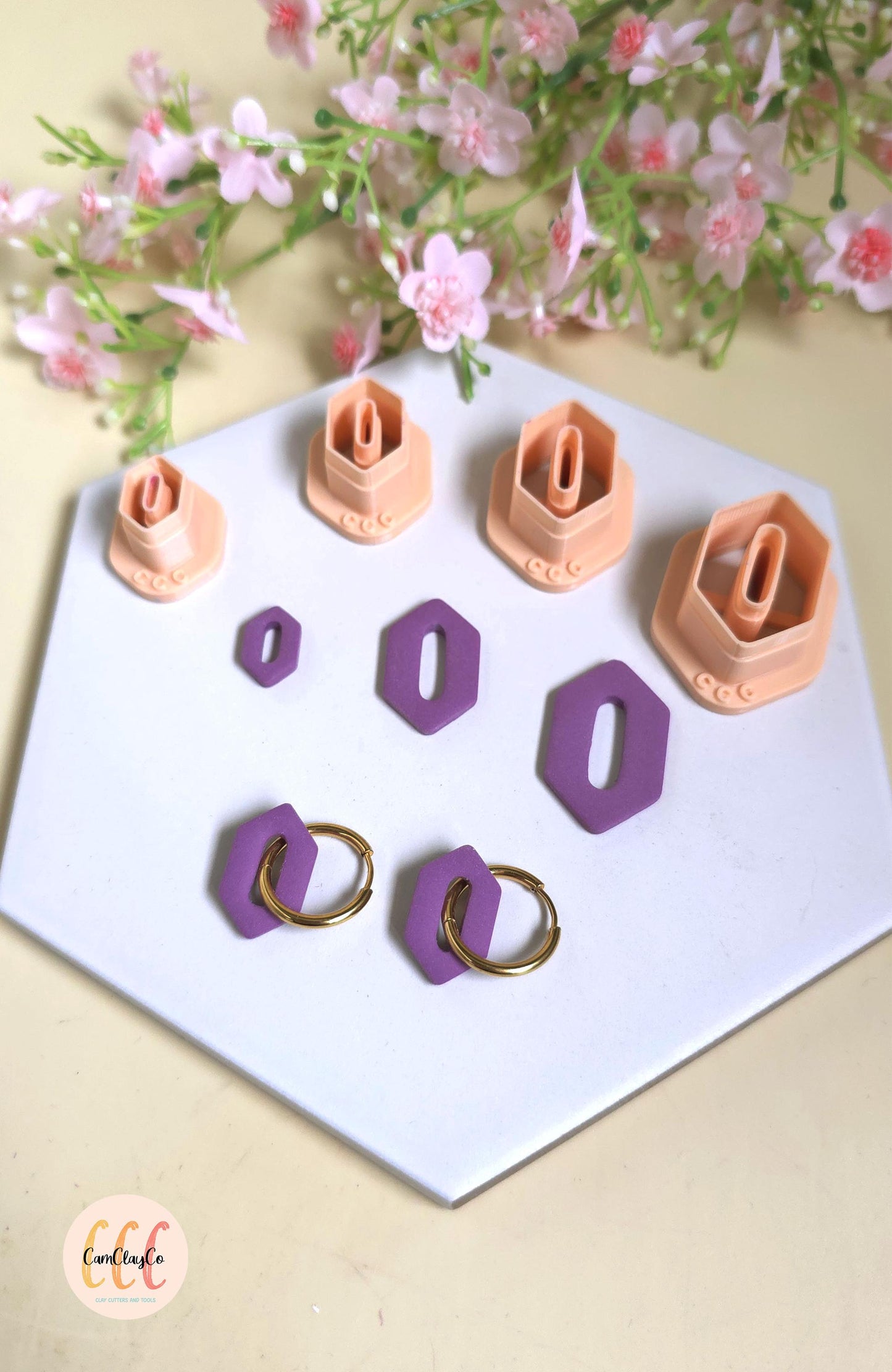 Emporte-pièces hexagones allongés trous ovales pour la fabrication de bijoux en argile polymère, créoles interchangeables, pampilles
