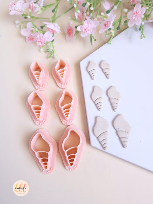 3D Long Shell Cookie Cutters for Polymer Clay Jewelry Making, Interchangeable Hoop Earrings, Tassels