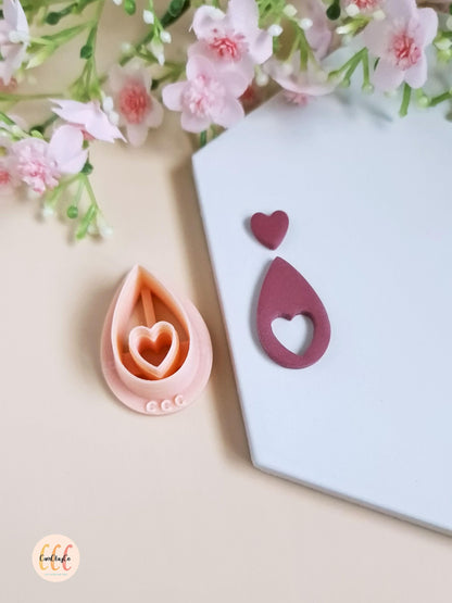 Emporte-pièce 3D en forme de goutte cœur pour la fabrication de bijoux en argile polymère
