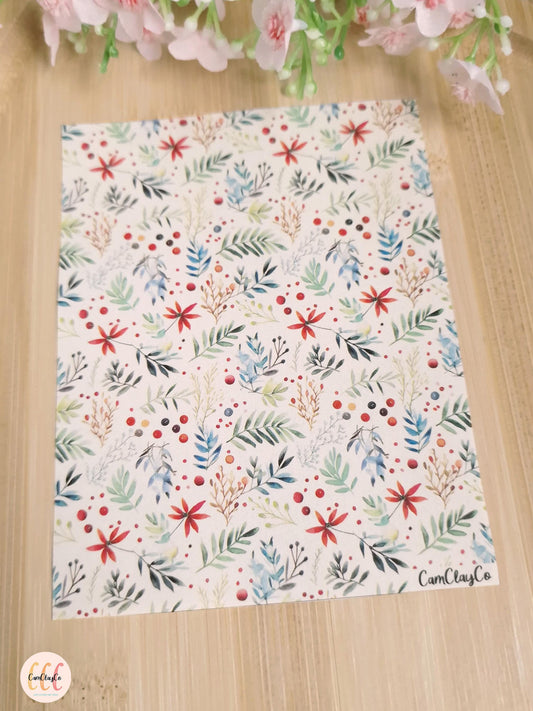 Feuille de transfert soluble à l'eau - Feuillage Noël 06