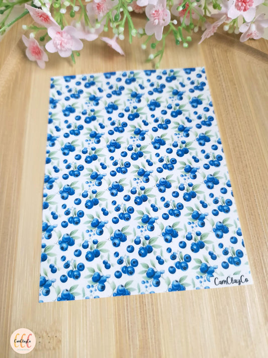 Feuille de transfert soluble à l'eau pour la fabrication de bijoux en argile polymère - Blueberry 01