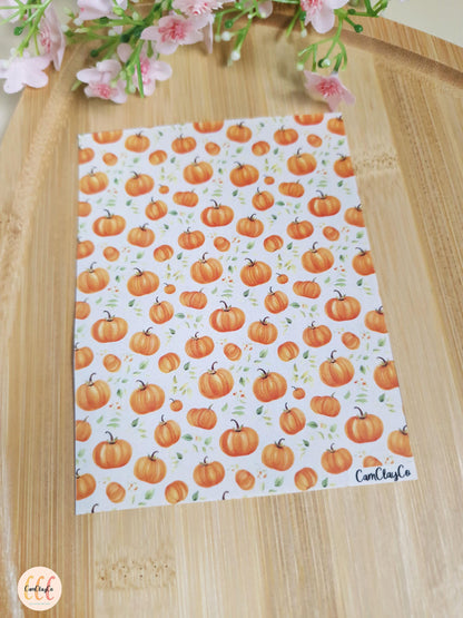 Feuille de transfert soluble à l'eau pour la fabrication de bijoux en argile polymère - Pumpkin 01