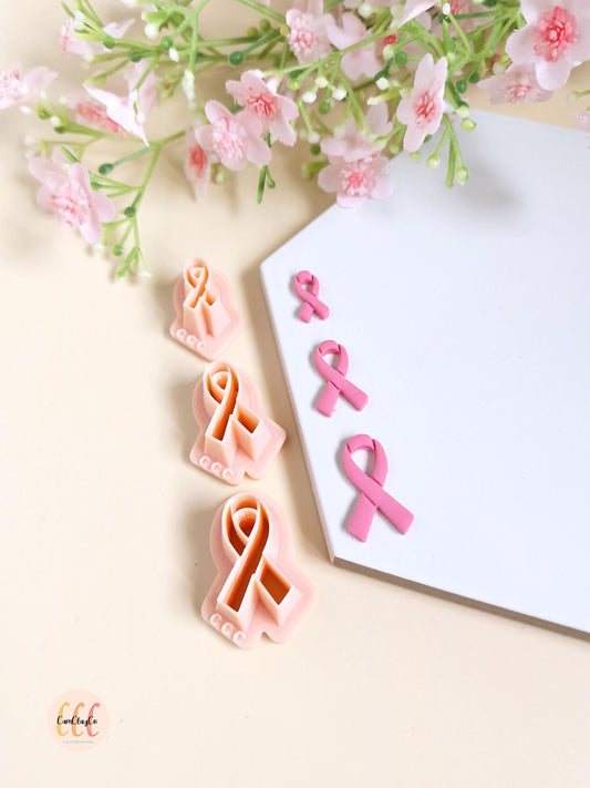 Emporte-pièces 3D en forme de ruban Octobre Rose pour la fabrication de bijoux en argile polymère