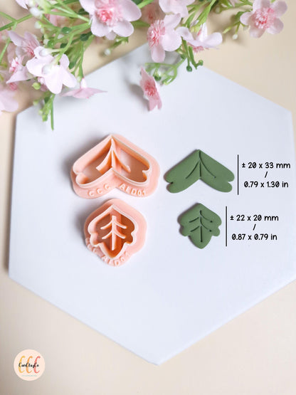 Set de deux emporte-pièces feuilles d'automne pour la fabrication de bijoux en argile polymère - ALD01