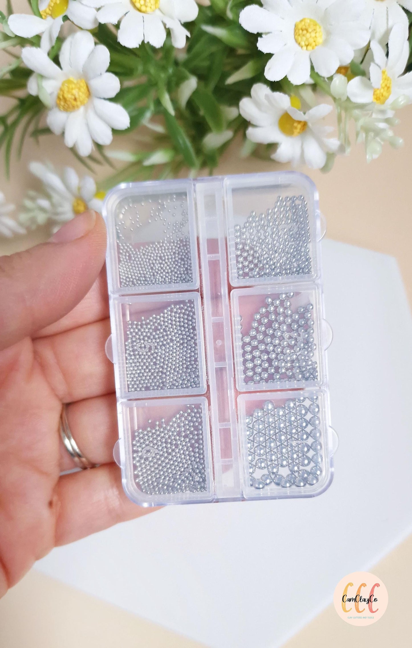 Microbilles, perles caviar argentées - Accessoires bijoux pour argile polymère