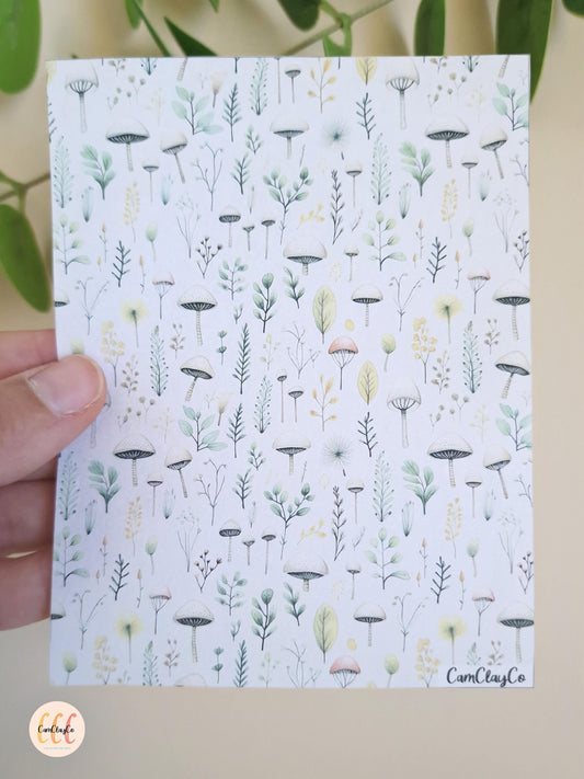 Feuille de transfert soluble à l'eau pour la fabrication de bijoux en argile polymère - Mushrooms 03