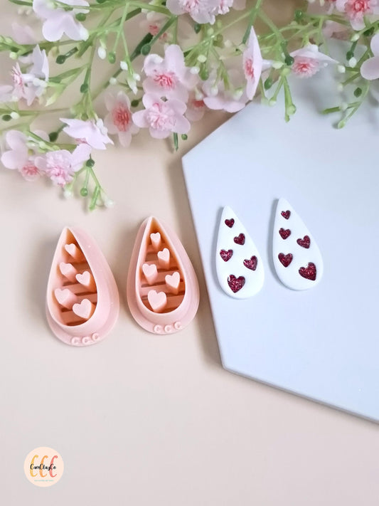 Emporte-pièces 3D en forme de gouttes et cœurs estampés pour la fabrication de bijoux en argile polymère