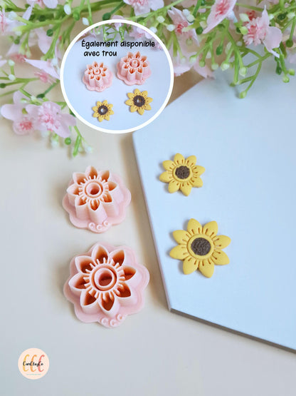 Emporte-pièces 3D tournesols 8 pétales pour la fabrication de bijoux en argile polymère, créoles interchangeables, pampilles