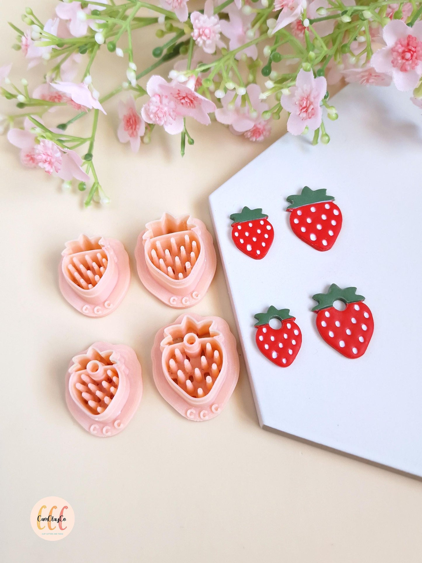 Emporte-pièces 3D en forme de fraises pour la fabrication de bijoux en argile polymère, créoles interchangeables