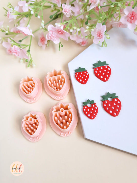 Emporte-pièces 3D en forme de fraises pour la fabrication de bijoux en argile polymère, créoles interchangeables