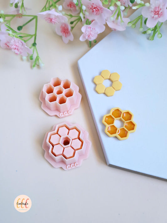 Emporte-pièces 3D en forme de nid d'abeille rond pour la fabrication de bijoux en argile polymère, créoles interchangeables, pampilles