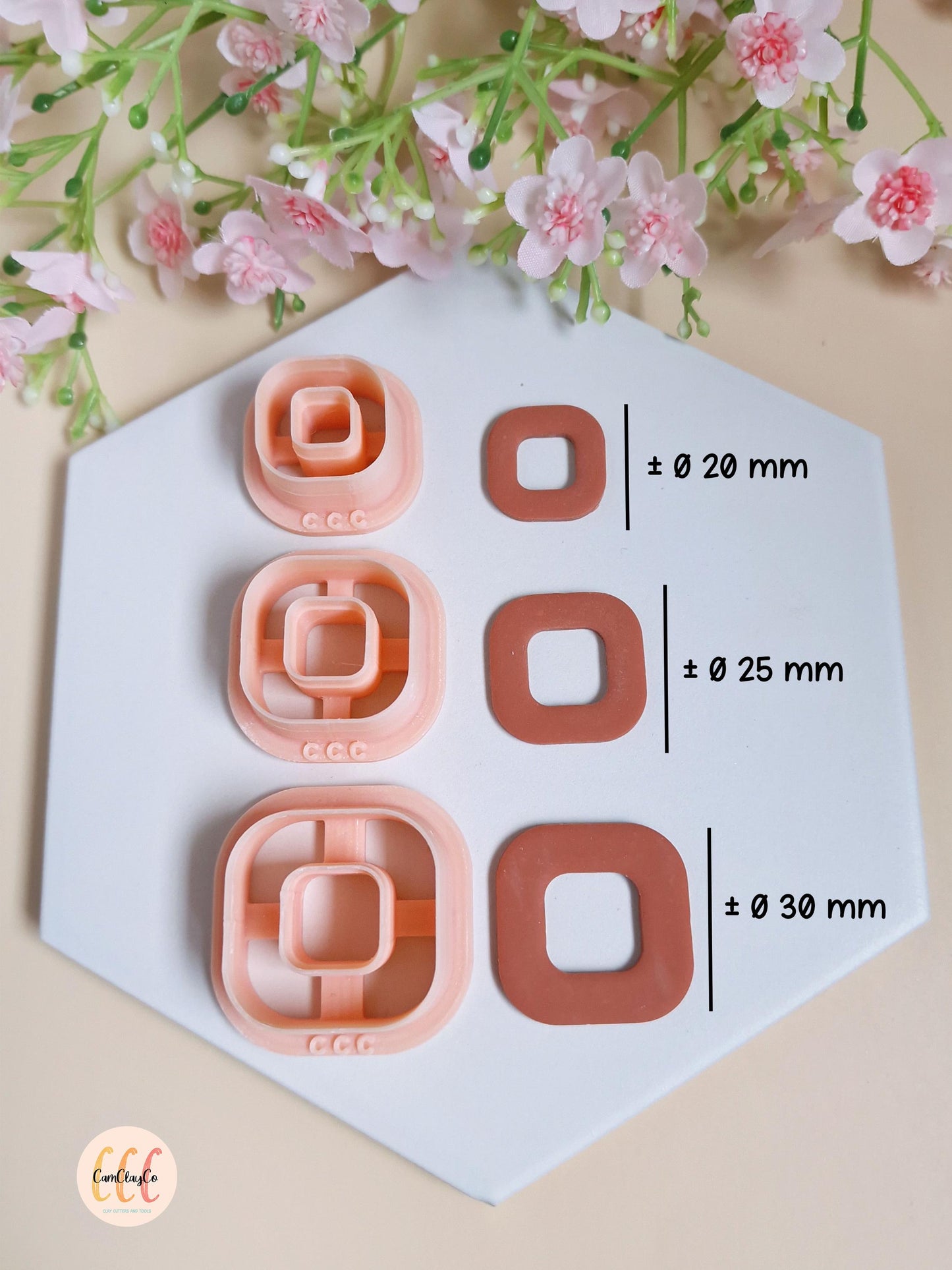 Emporte-pièces 3D en forme de carrés très arrondis donuts pour la fabrication de bijoux en argile polymère
