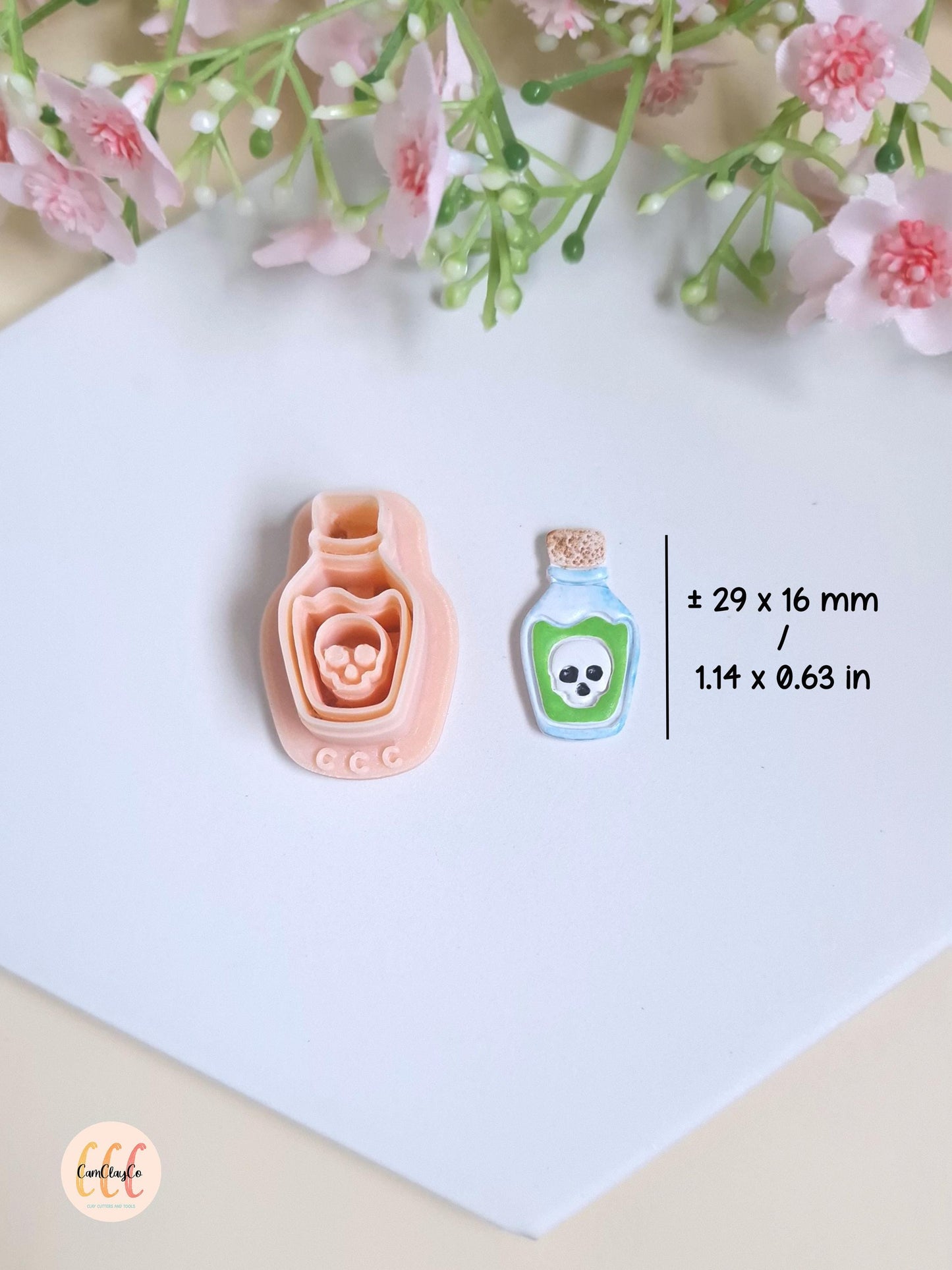 Emporte-pièce 3D en forme de fiole de poison, Halloween pour la fabrication de bijoux en argile polymère