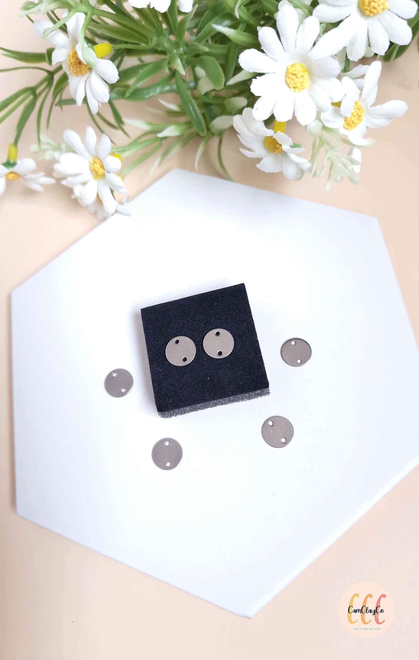 Connecteurs ronds lisses 10 mm en acier inoxydable pour la fabrication de bijoux, doré et argenté - 6 pièces