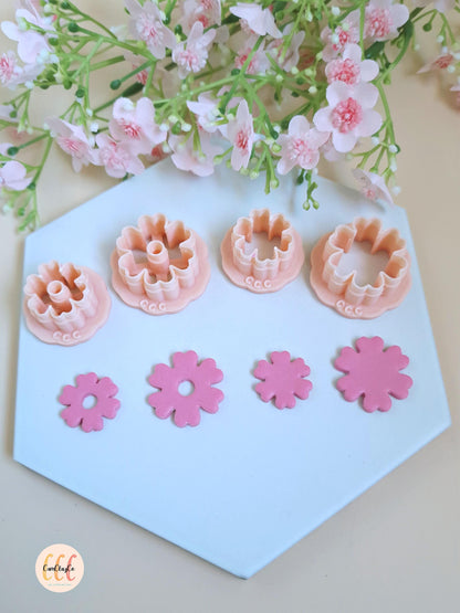 Emporte-pièces 3D fleurs 6 pétales doubles pour la fabrication de bijoux en argile polymère, créoles interchangeables