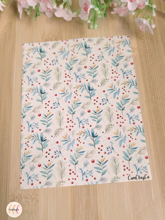 Feuille de transfert soluble à l'eau - Feuillage Noël 08