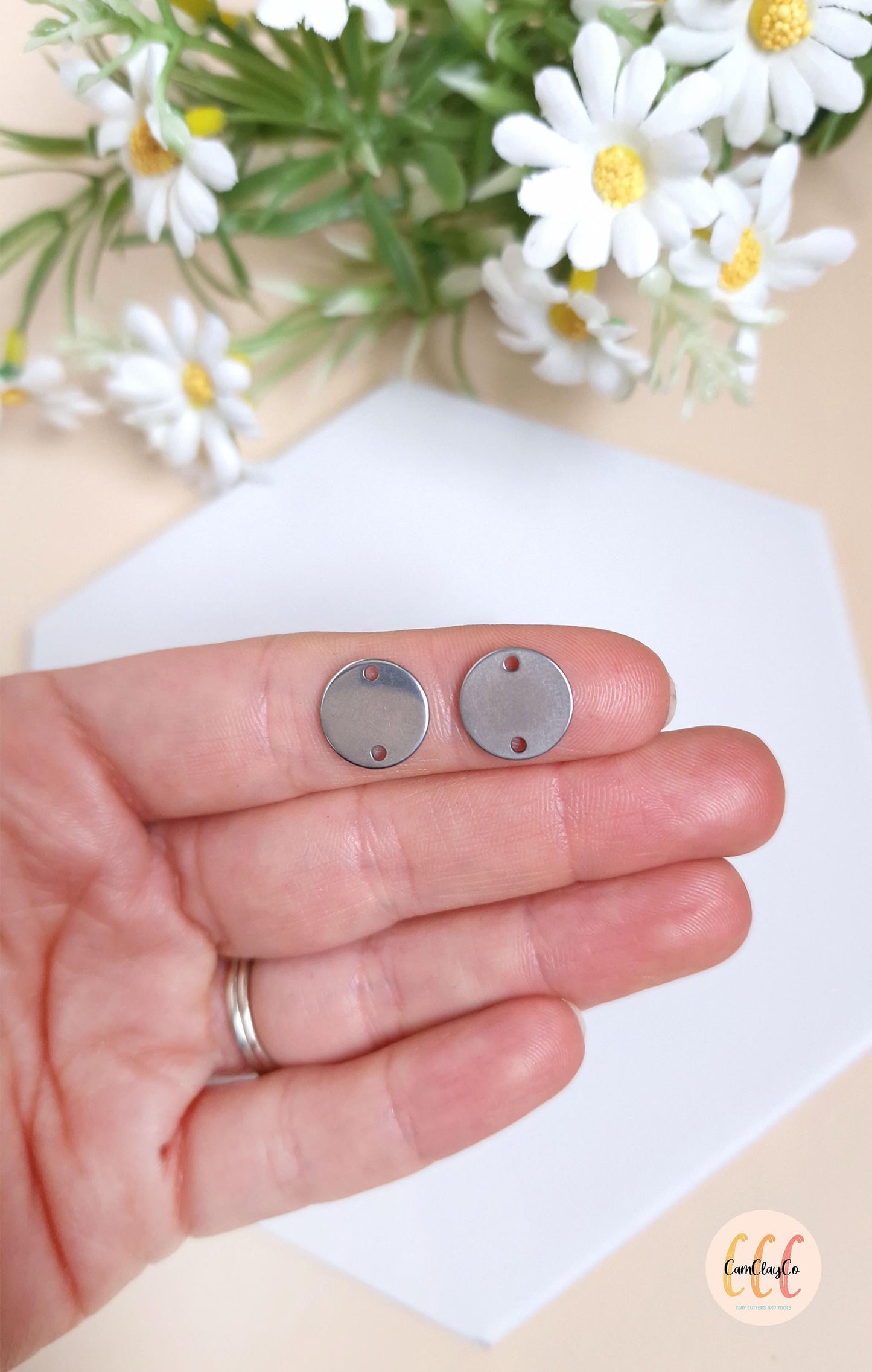 Connecteurs ronds lisses 12 mm en acier inoxydable pour la fabrication de bijoux, doré et argenté - 6 pièces