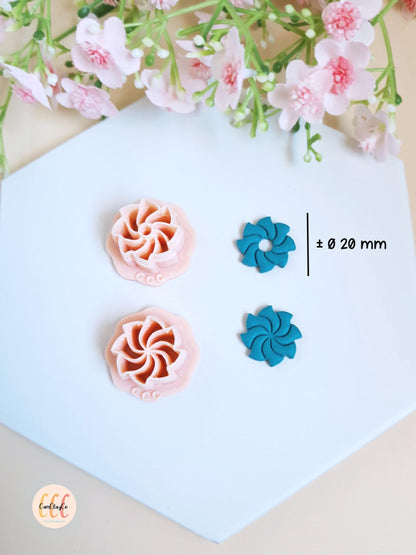 Emporte-pièces 3D fleurs spirales 8 pétales pour la fabrication de bijoux en argile polymère, pampilles pour créoles interchangeables