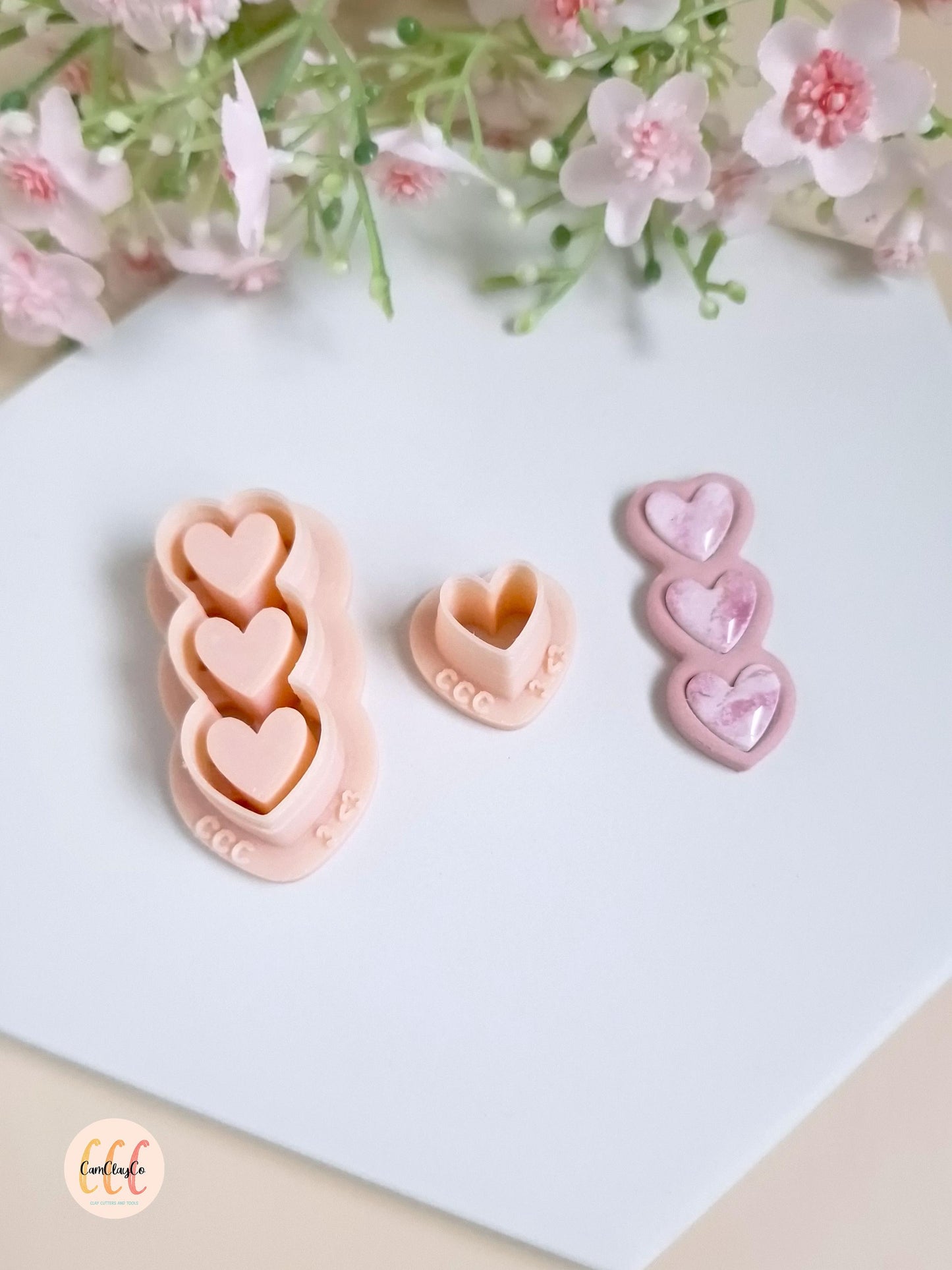 Set d'emporte-pièces 3D triple cœurs pour la fabrication de bijoux en argile polymère