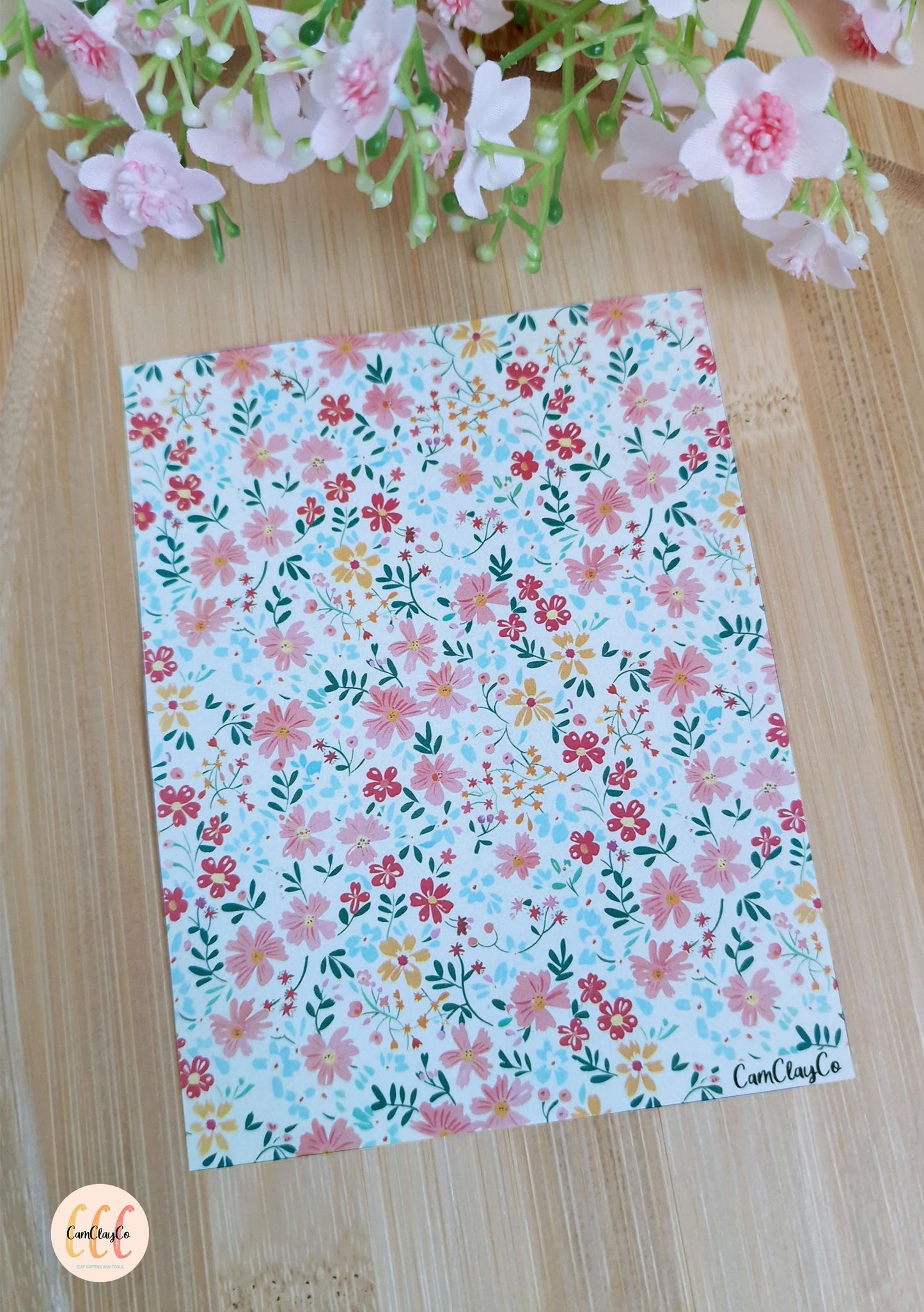Water Soluble Transfer Sheet for Polymer Clay Jewelry Making - Spring Flowers 09