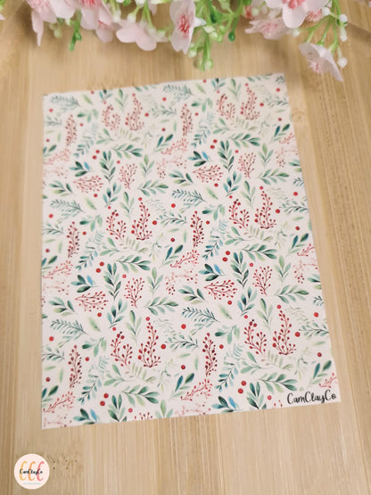 Feuille de transfert soluble à l'eau - Feuillage Noël 03