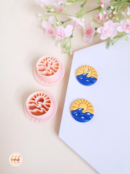 Emporte-pièces 3D en forme de coucher de soleil et mer pour la fabrication de bijoux en argile polymère, créoles interchangeables, pampilles
