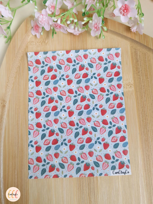 Feuille de transfert soluble à l'eau pour la fabrication de bijoux en argile polymère, fruits - Strawberry 03