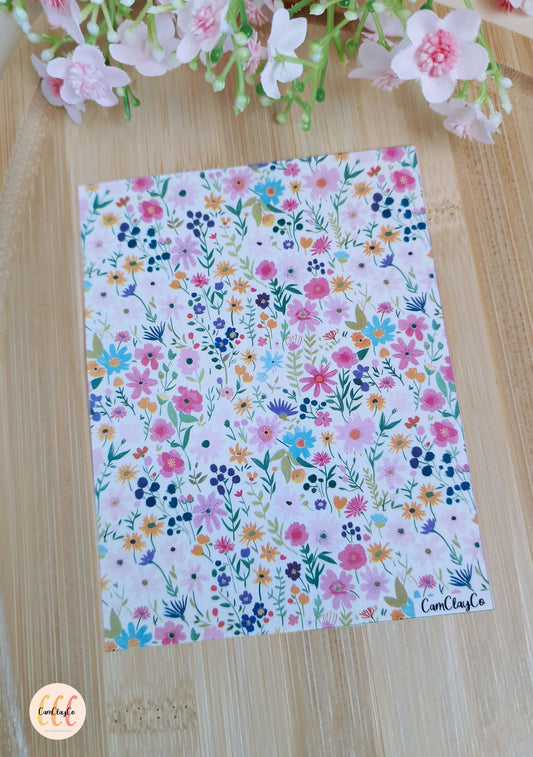 Feuille de transfert soluble à l'eau pour la fabrication de bijoux en argile polymère - Spring Flowers 013