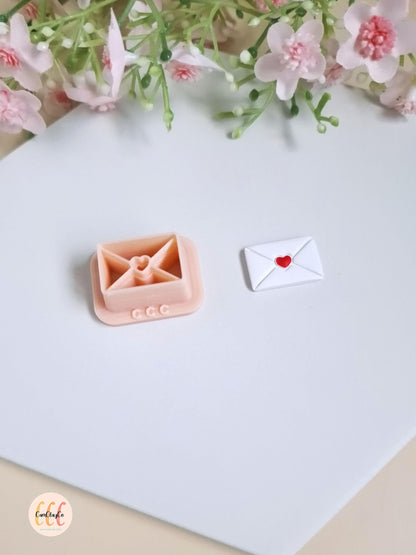 Emporte-pièce 3D en forme d'enveloppe petit cœur pour la fabrication de bijoux en argile polymère