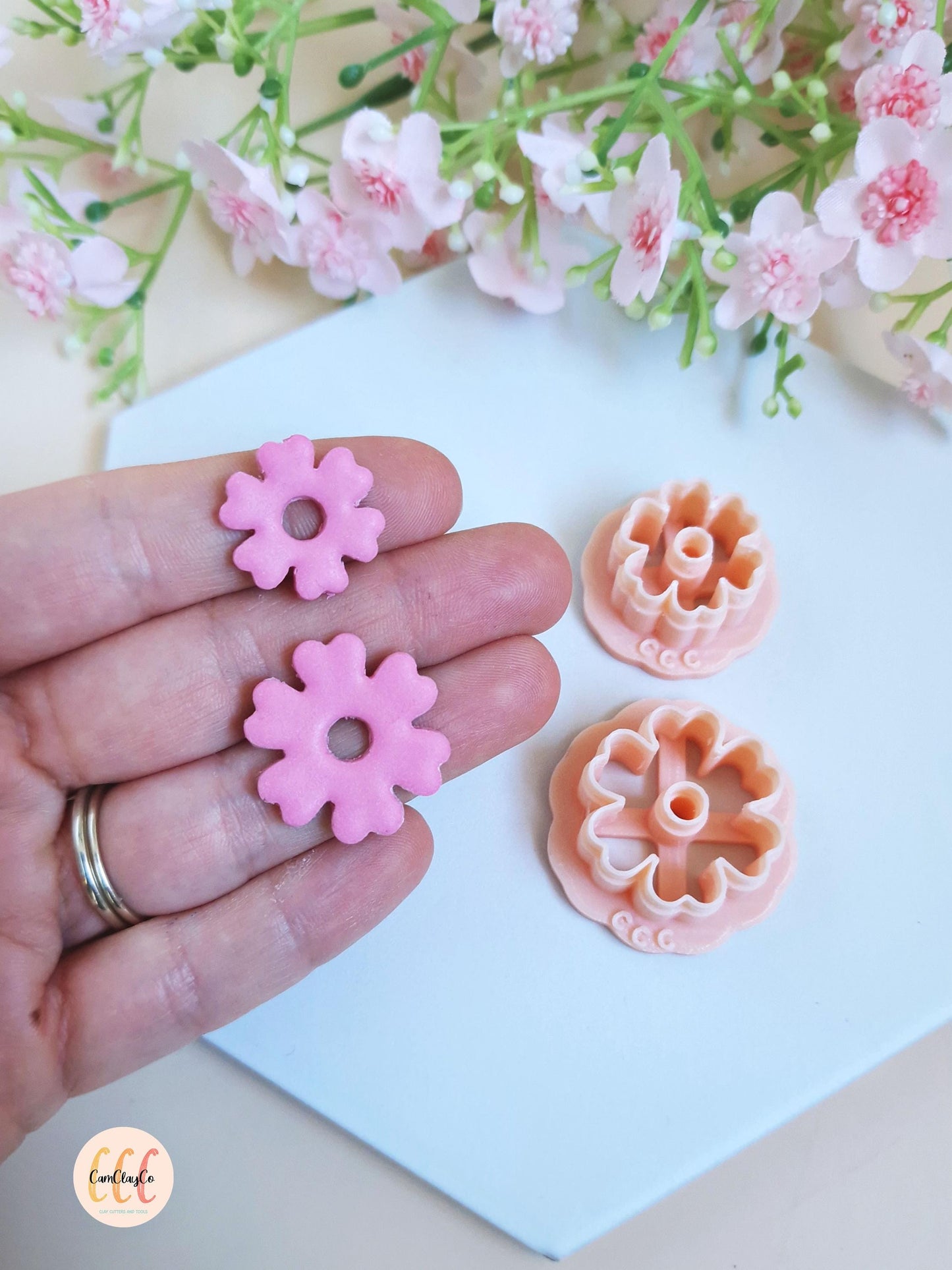 Emporte-pièces 3D fleurs 6 pétales doubles pour la fabrication de bijoux en argile polymère, créoles interchangeables