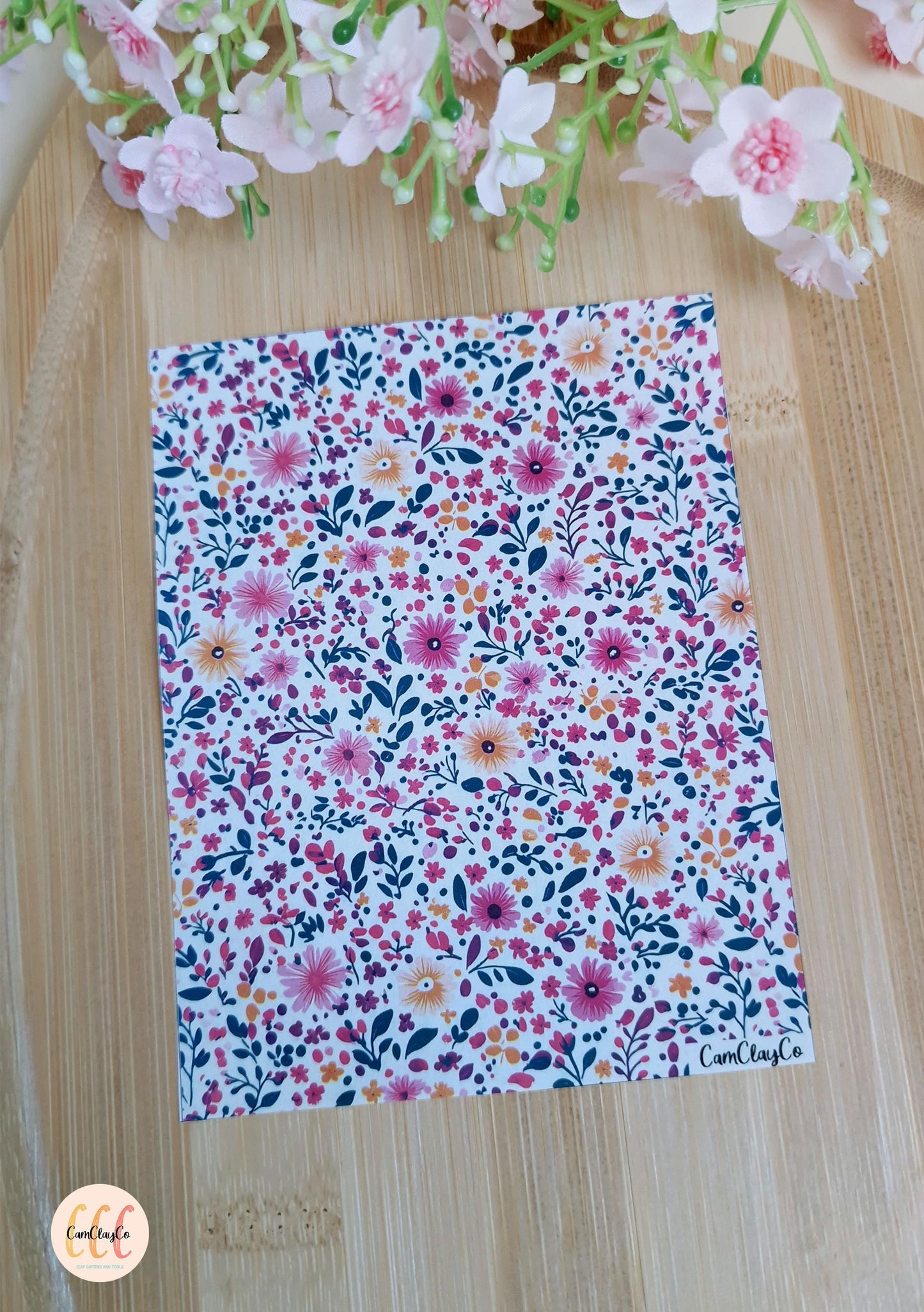 Feuille de transfert soluble à l'eau pour la fabrication de bijoux en argile polymère - Spring Flowers 021