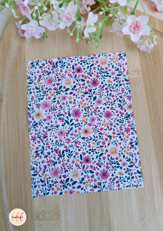 Feuille de transfert soluble à l'eau pour la fabrication de bijoux en argile polymère - Spring Flowers 021