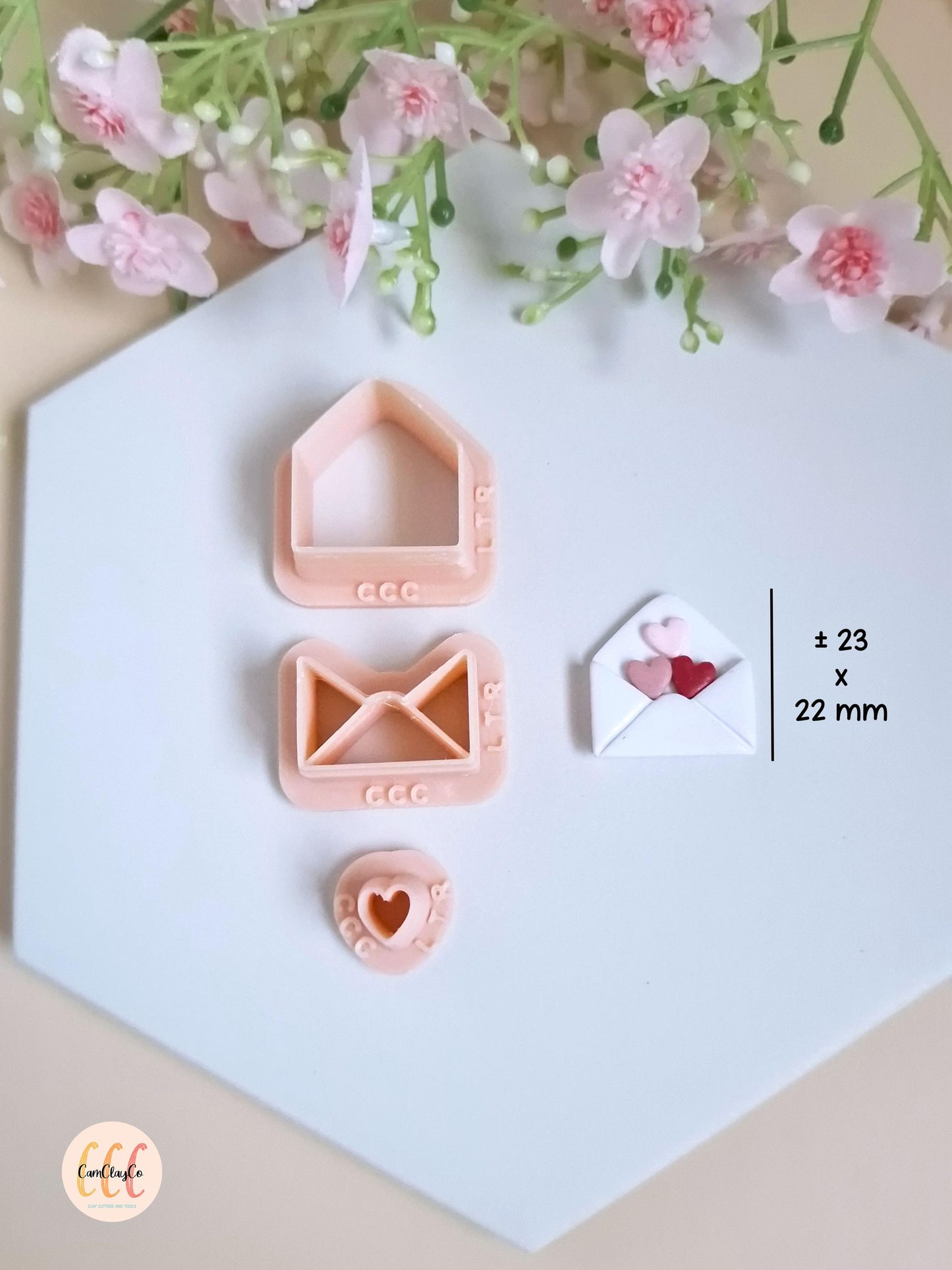 Set d'emporte-pièces 3D en forme d'enveloppe ouverte avec cœur pour la fabrication de bijoux en argile polymère