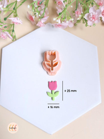 Emporte-pièces 3D en forme de tulipes avec tiges pour la fabrication de bijoux en argile polymère