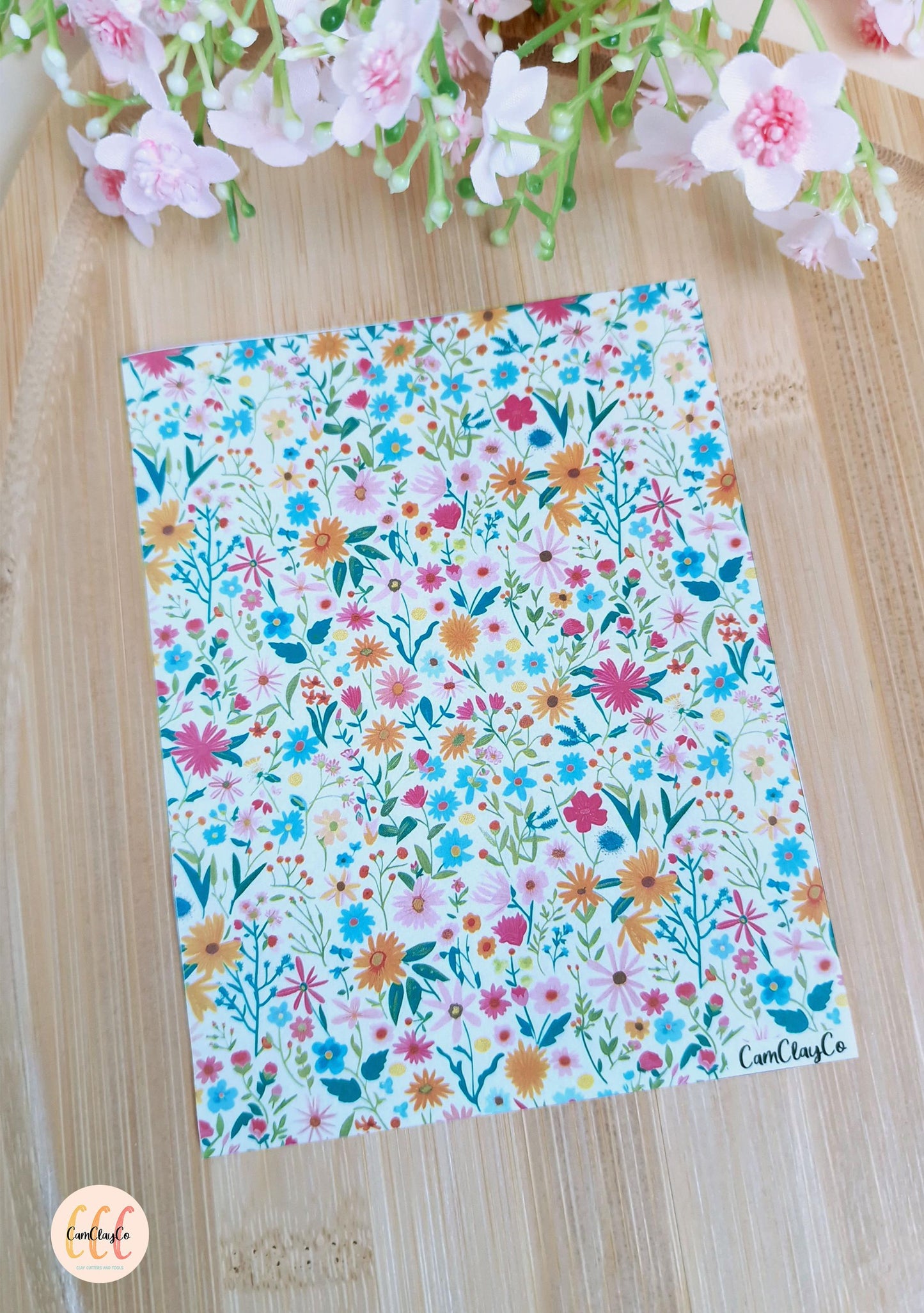 Feuille de transfert soluble à l'eau pour la fabrication de bijoux en argile polymère - Spring Flowers 03