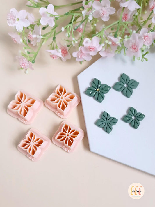 Emporte-pièces 3D fleurs abstraites élégantes pour la fabrication de bijoux en argile polymère, créoles interchangeables - Elegant 04
