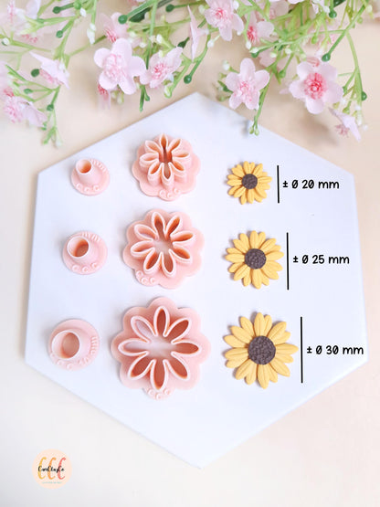 Emporte-pièces 3D en forme de marguerite ou tournesol pour la fabrication de bijoux en argile polymère
